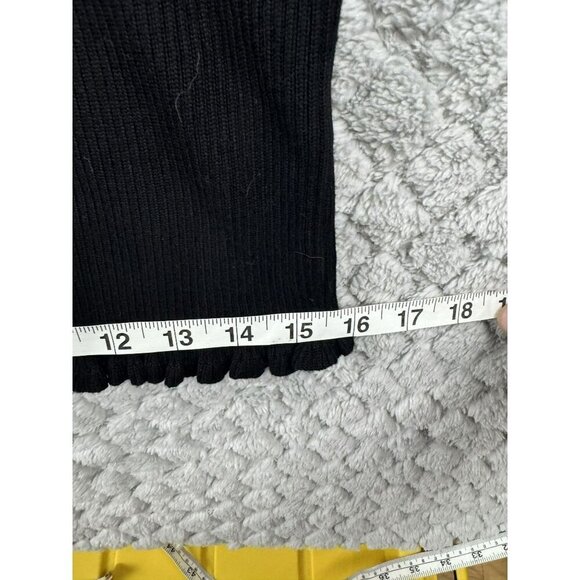 Almost Famous Black Dress Stretch below Knee‎ Sheer Floral Sleeves Size M/L - Picture 8 of 12